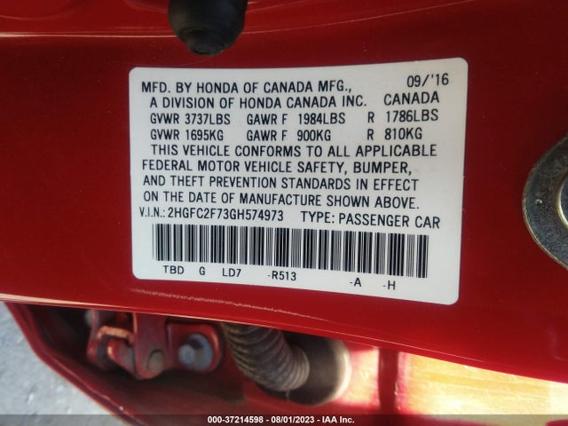 Honda Civic Sedan Ex 2016 2HGFC2F73GH574973 Image 16