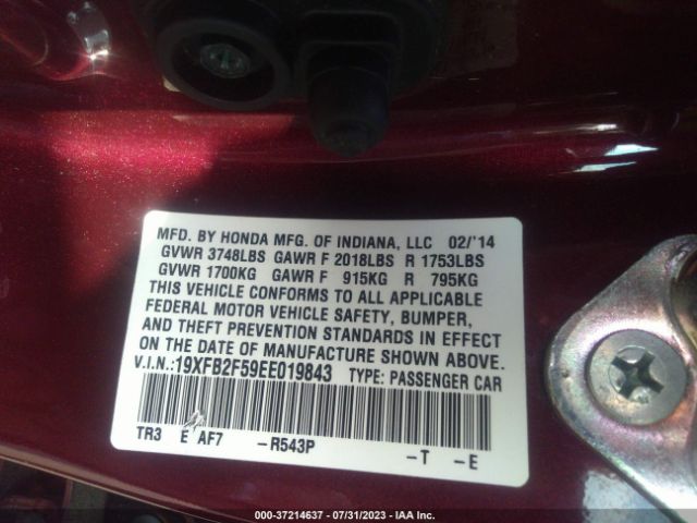 19XFB2F59EE019843 Honda Civic Sedan Lx