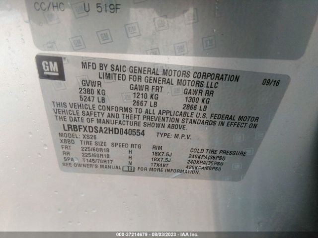 LRBFXDSA2HD040554 Buick Envision Essence