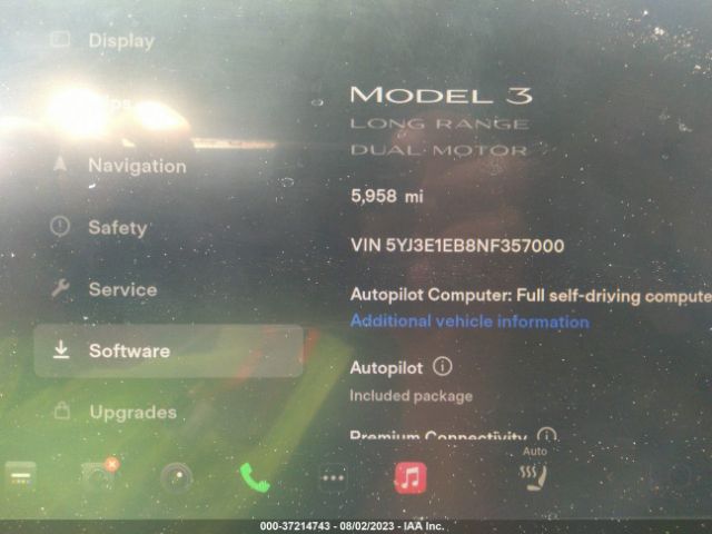 5YJ3E1EB8NF357000 Tesla Model 3 Long Range