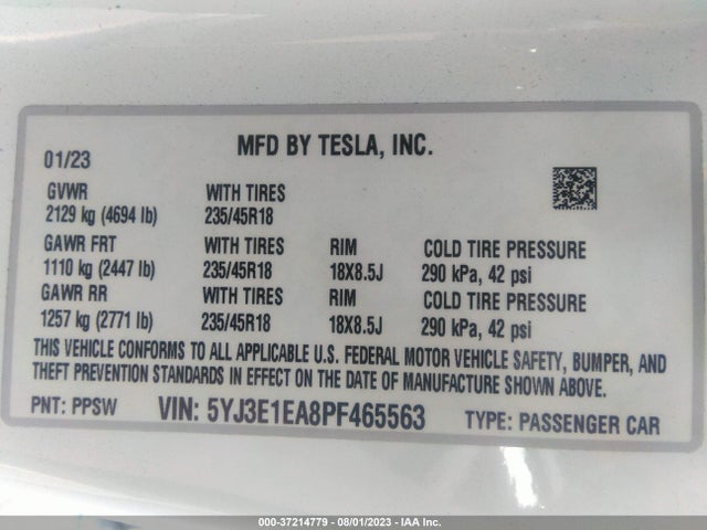 Tesla MODEL 3 2023 5YJ3E1EA8PF465563 Image 15