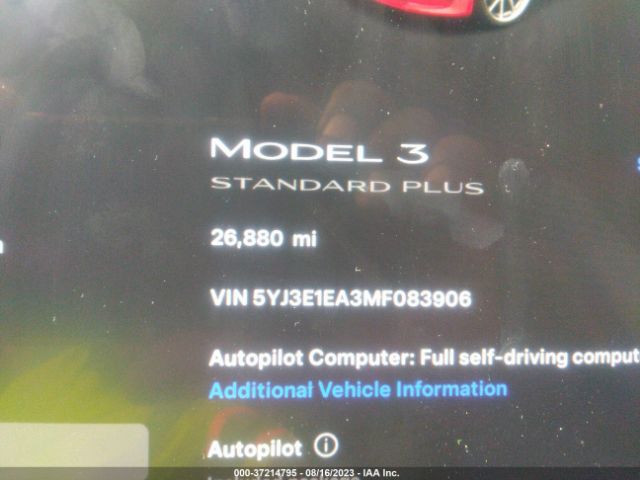 5YJ3E1EA3MF083906 Tesla Model 3 Standard Range Plus