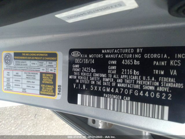 5XXGM4A70FG440622 KIA Optima Lx