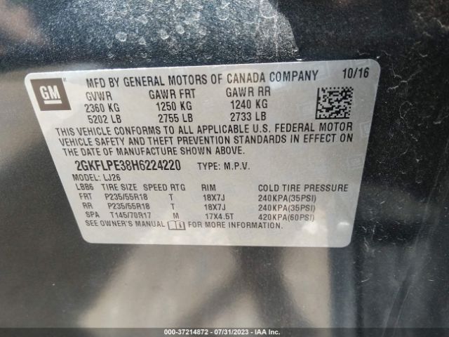 2GKFLPE38H6224220 GMC Terrain Slt