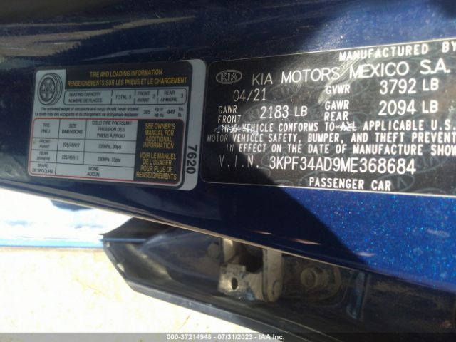 3KPF34AD9ME368684 KIA Forte Gt-line