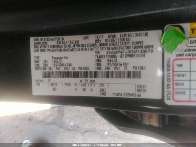3FADP4FJ3GM138679 Ford Fiesta Titanium
