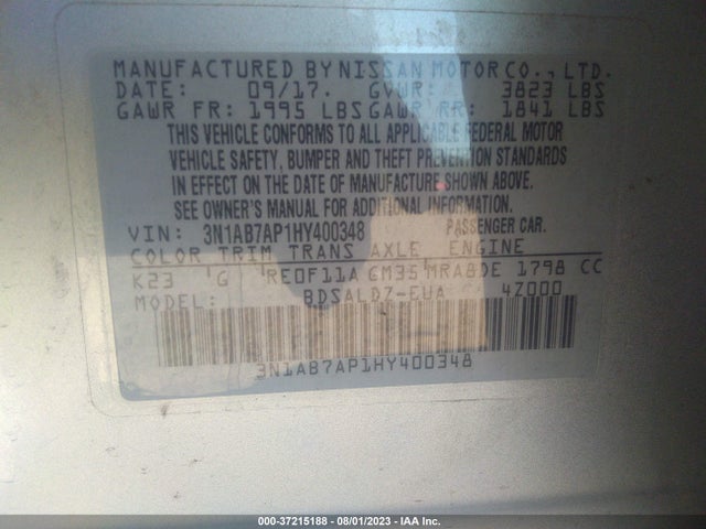Nissan SENTRA SV 2017 3N1AB7AP1HY400348 Image 16