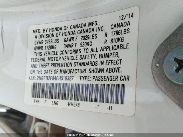 Honda Civic Sedan Ex 2015 2HGFB2F84FH518387 Image 15