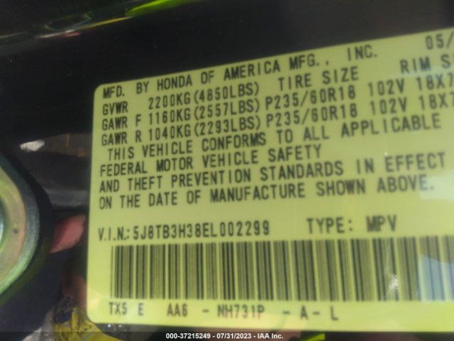 5J8TB3H38EL002299 Acura RDX