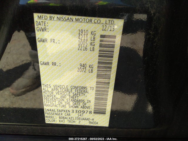 Nissan Altima 2.5 Sl 2014 1N4AL3APXEN330978 Image 9