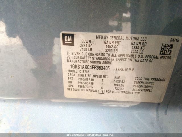 1GKS1AKC4FR663406 GMC YUKON SLE
