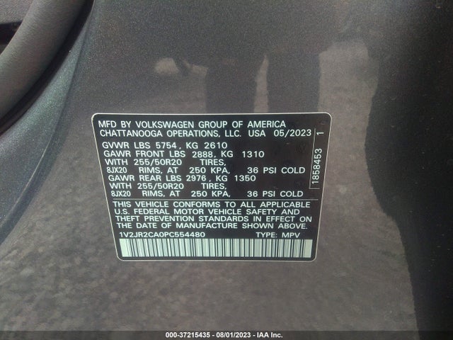 1V2BE2CA3PC228575 Volkswagen Atlas Cross Sport 3.6l V6 Sel