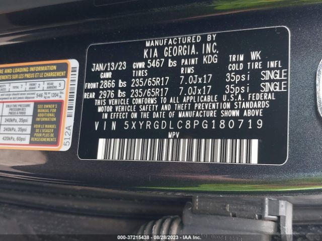 5XYRGDLC8PG180719 KIA SORENTO LX