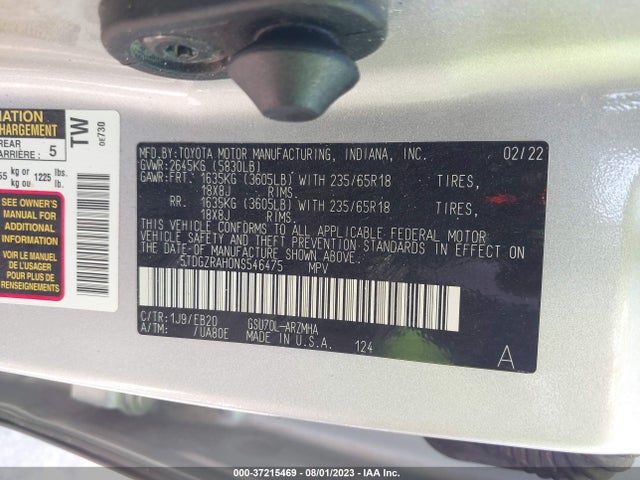 Toyota Highlander Xle 2022 5TDGZRAH0NS546475 Image 15