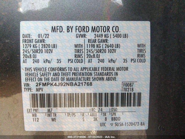 Ford Edge Sel/st-line 2022 2FMPK4J92NBA21768 Image 16