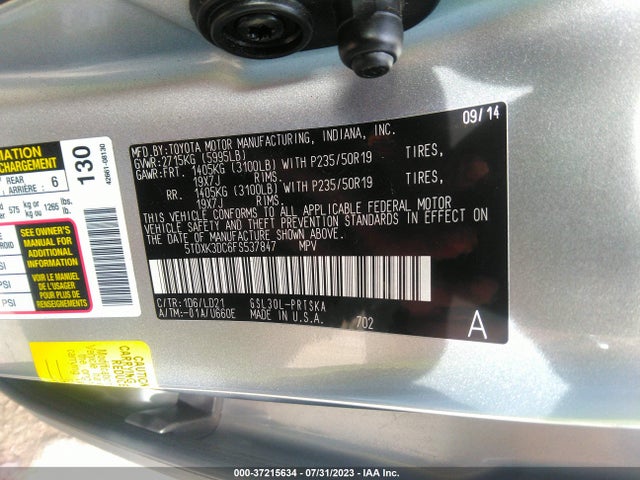 Toyota SIENNA SE 2015 5TDXK3DC6FS537847 Image 9
