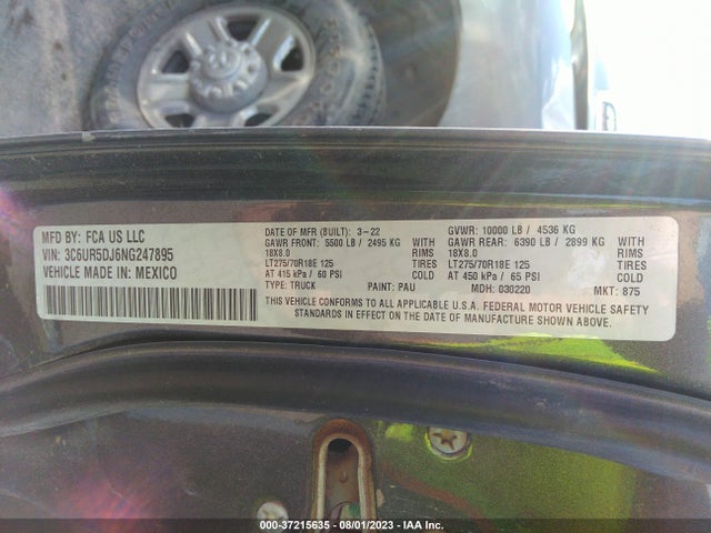 3C6UR5DJ6NG247895 RAM 2500 Big Horn