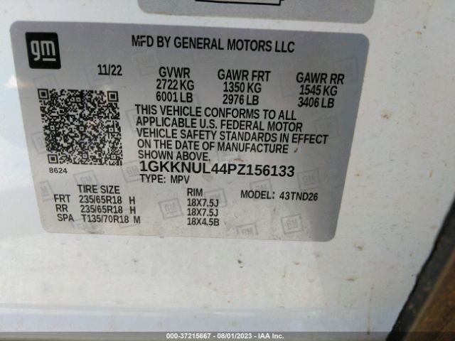 1GKKNUL44PZ156133 GMC ACADIA SLT