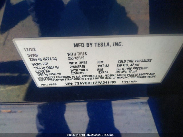 7SAYGDEE2PA041493 Tesla Model Y Long Range