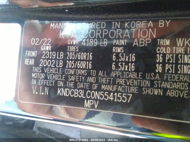 2022 KIA NIRO LXS SE VIN: KNDCB3LC0N5541557