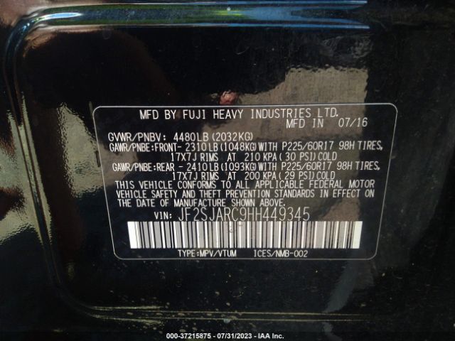 JF2SJARC9HH449345 Subaru Forester Limited