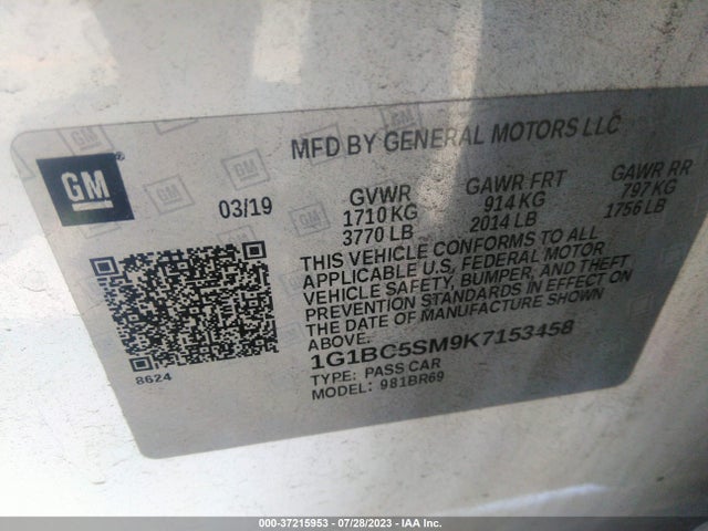 Chevrolet CRUZE LS 2019 1G1BC5SM9K7153458 Image 9