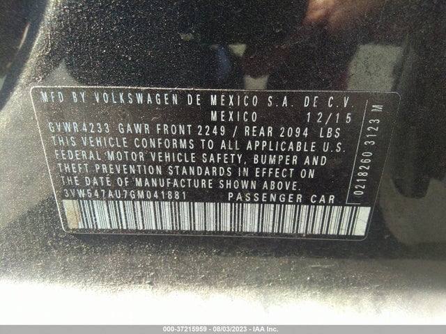 3VW547AU7GM041881 Volkswagen Golf Gti Autobahn W