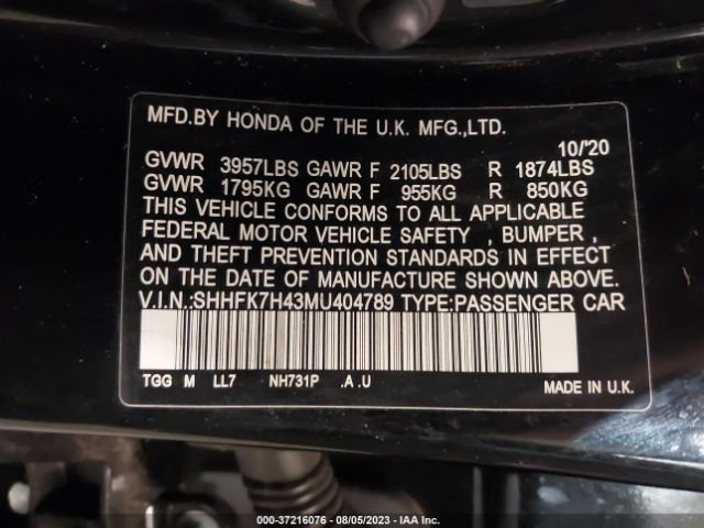 2021 HONDA CIVIC SHHFK7H43MU404789 Photo 8