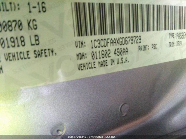 1C3CDFAAXGD679729 Dodge DART SE