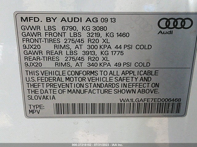 WA1LGAFE7ED006468 Audi Q7 3.0t Premium Plus