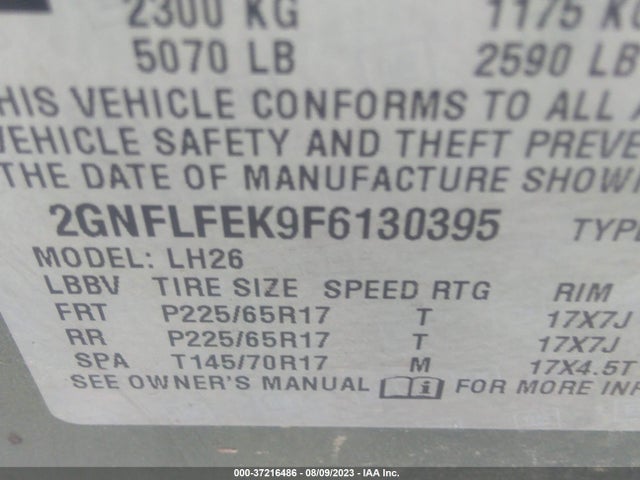 Chevrolet EQUINOX 1LT 2015 2GNFLFEK9F6130395 Image 9
