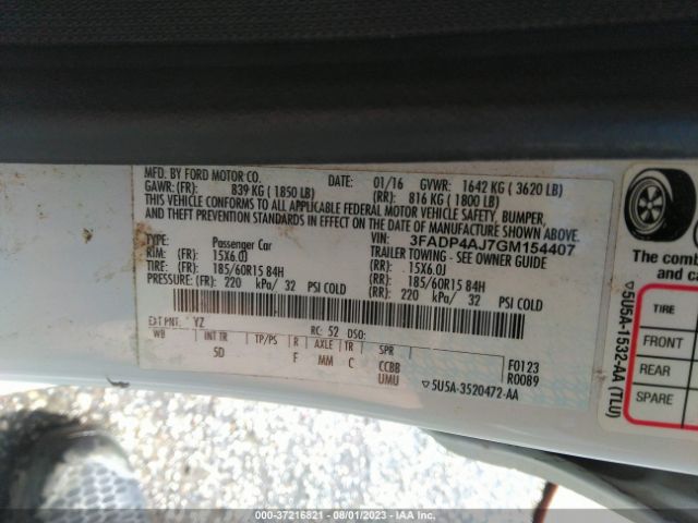 3FADP4AJ7GM154407 Ford FIESTA S