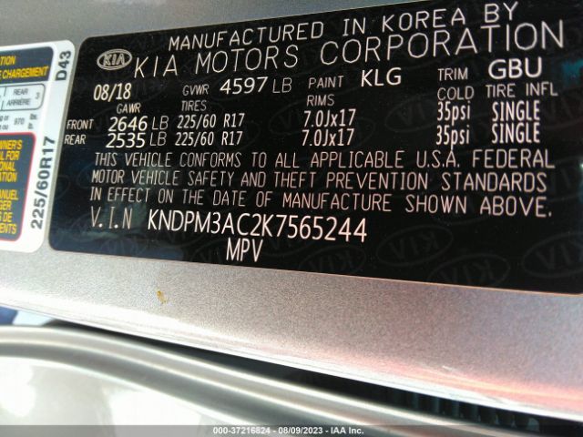 KNDPM3AC2K7565244 KIA Sportage Lx