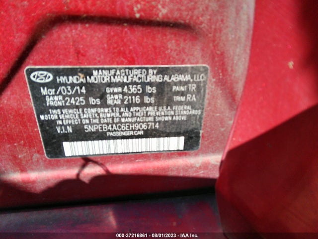 Hyundai SONATA GLS 2014 5NPEB4AC6EH906714 Image 10
