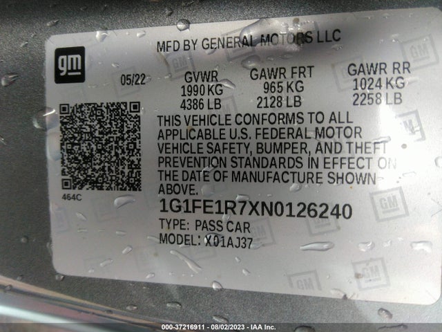 Chevrolet CAMARO LT1 2022 1G1FE1R7XN0126240 Image 9