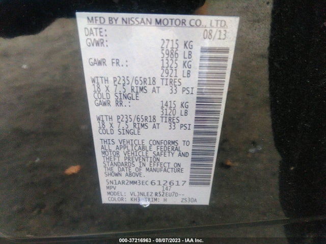 Nissan Pathfinder Sv 2014 5N1AR2MM3EC612617 Image 9
