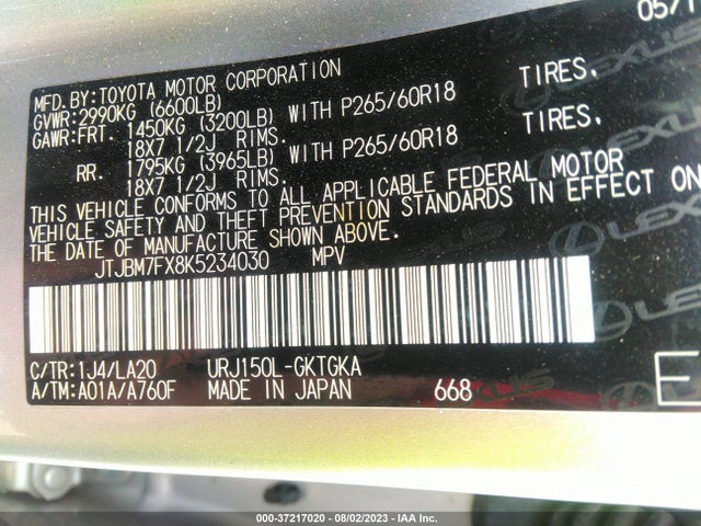 JTJBM7FX8K5234030 Lexus Gx Gx 460