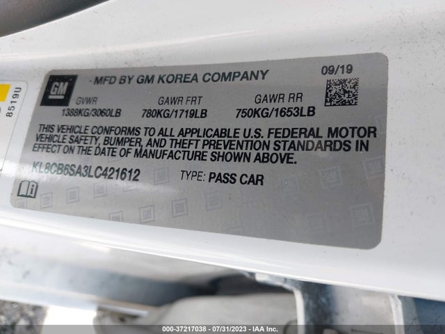 Chevrolet SPARK LS 2020 KL8CB6SA3LC421612 Image 9