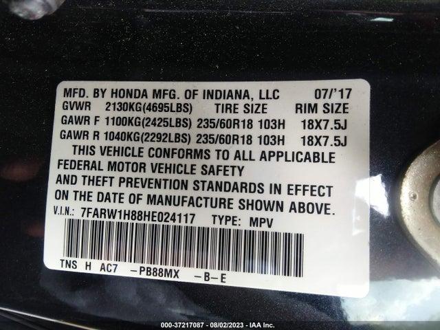 Honda Cr-v Ex-l 2017 7FARW1H88HE024117 Image 9