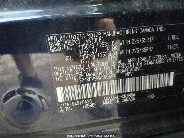 Toyota Rav4 Xle 2021 2T3P1RFV9MW198694 Image 16