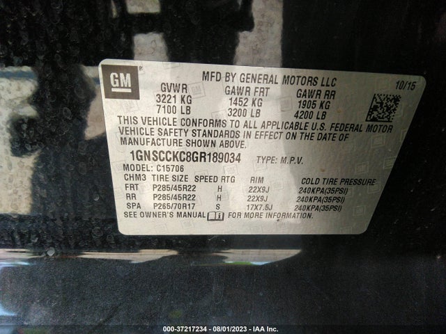 Chevrolet Tahoe Ltz 2016 1GNSCCKC8GR189034 Image 9