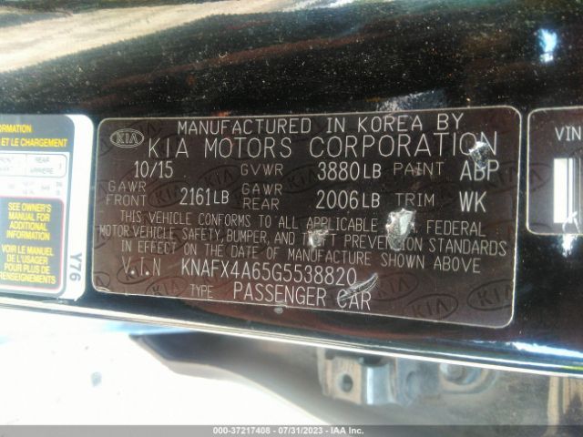 KNAFX4A65G5538820 KIA FORTE LX