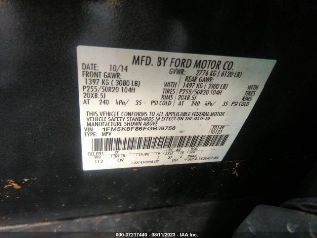 1FM5K8F86FGB08758 Ford Explorer Limited