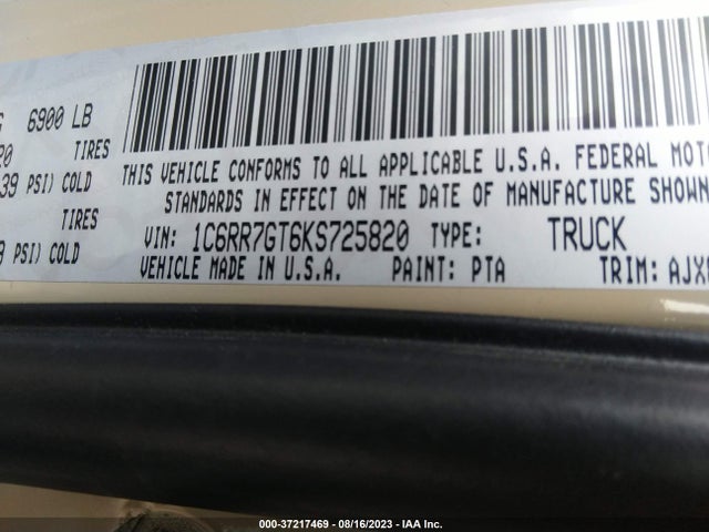 1C6RR7GT6KS725820 RAM 1500 Classic Warlock