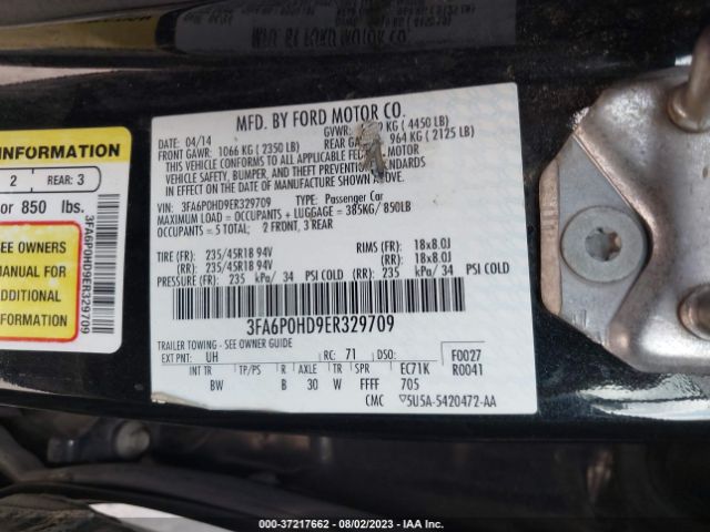 3FA6P0HD9ER329709 Ford FUSION SE