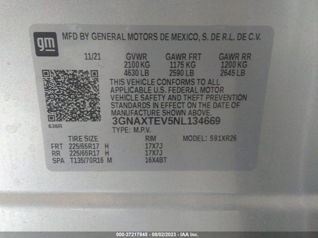 Chevrolet EQUINOX LT 2022 3GNAXTEV5NL134669 Image 9