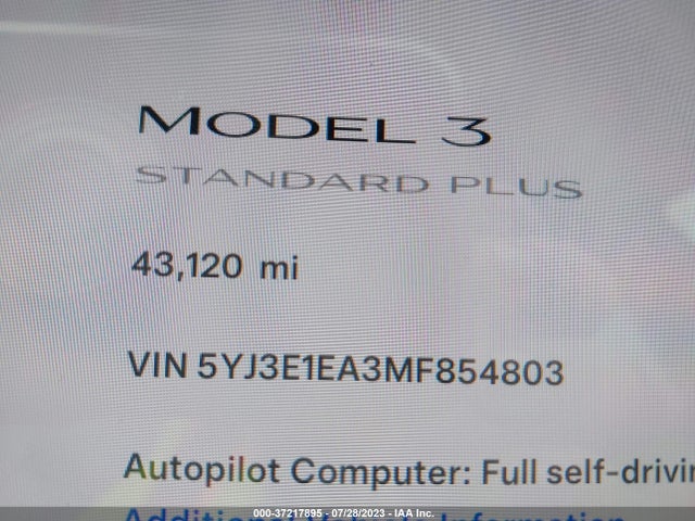 2021 Tesla 3, VIN: 5YJ3E1EA3MF854803