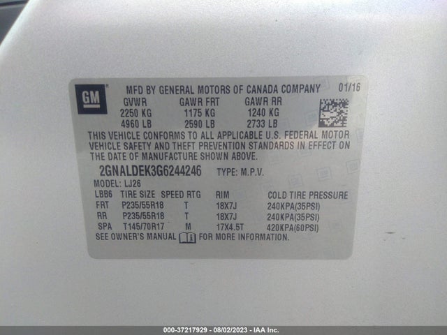 Chevrolet Equinox Ltz 2016 2GNALDEK3G6244246 Image 9