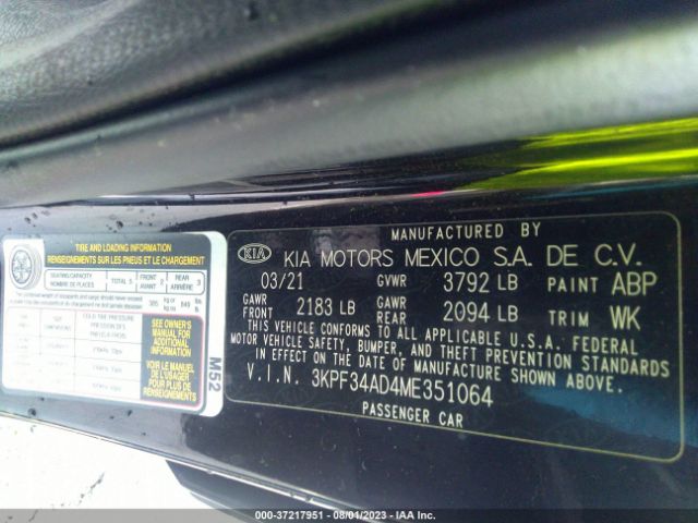 3KPF34AD4ME351064 KIA Forte Gt-line