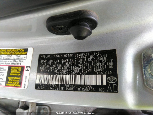 2011 TOYOTA MATRIX VIN: 2T1KU4EE5BC714501